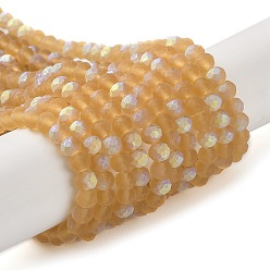 Pêche Chapelets de perles en verre transparentes  , facette, givré, demi couleur ab plaqué, rondelle, peachpuff, 4~4.5x3.5~4mm, Trou: 1mm, Environ 117~121 pcs/chapelet, 16.61~16.73 pouce (42.2~42.5 cm)