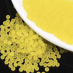 Yellow Frosted Colours Glass Beads, Transparent Colours, Round, Yellow, 4x3mm, Hole: 1mm, about 4500pcs/bag