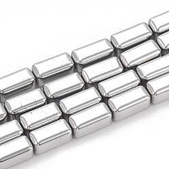 Platinum Plated Electroplate Non-magnetic Synthetic Hematite Beads Strands, Cuboid, Platinum Plated, 8x4x4mm, Hole: 1mm, about 50pcs/strand, 16.14 inch