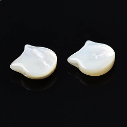 Coquillage Blanc Perles naturelles de coquillages blancs, cat, 10x10x4mm, Trou: 0.8mm