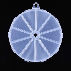 Прозрачный Плоские круглые контейнеры для хранения шариков из полипропилена (пп), с откидной крышкой и 10 решетками, для бижутерии мелкие аксессуары, прозрачные, 12.8x1.5 см, Отсек: 51x36 мм