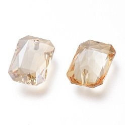 Sombra Dorada Colgantes de diamantes de imitación de cristal, facetados, Rectángulo, golden shadow, 16x11x5.5 mm, agujero: 1.6 mm