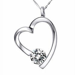 Real Platinum Plated Heart Real Platinum Plated Brass Cubic Zirconia Pendants, 21.5x17x4mm, Hole: 2x3.5mm