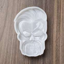 White Cheerful Skull Display Decoration Silicone Molds, Resin Casting Molds, for UV Resin, Epoxy Resin Craft Making, White, 147x92x21.5mm