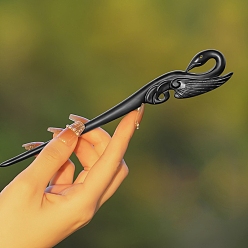 Crane Bâtons de cheveux en bois noir, accessoires de cheveux pour femme, grue, 200mm