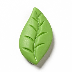 Leaf Spring Theme Opaque Resin Cabochons, Lawn Green, Leaf, 28.5x15.5x5mm
