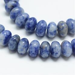 Jaspe Avec Point Bleu Brins de perles de jaspe de tache bleue naturelle, rondelle, 8x5mm, Trou: 1mm, Environ 75 pcs/chapelet, 14.9 pouce
