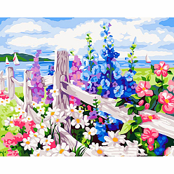 Coloré Bricolage mer de fleurs paysages kits de peinture au diamant, y compris les strass en résine, stylo collant diamant, plaque de plateau et pâte à modeler, colorées, 300x400mm