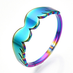 Rainbow Color Chapado en iones (ip) 304 anillo ajustable de ala de acero inoxidable para mujer, color del arco iris, tamaño de EE. UU. 6 1/2 (16.9 mm)