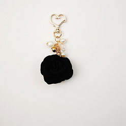 Negro Decoraciones colgantes de rosa satinada, con cierres de mosquetón en forma de corazón, negro, 105 mm