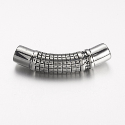 Antique Silver 304 Stainless Steel Beads, Curved Tube Beads, Curved Tube Noodle Beads, Antique Silver, 47x11x9mm, Hole: 6.5mm