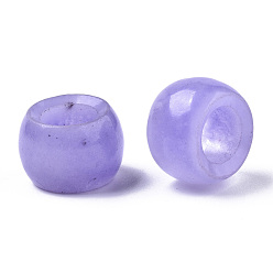 Pourpre Moyen Perles de calcédoine blanche naturelle, Perles avec un grand trou   , teint, rondelle, support violet, 15~17x10~12mm, Trou: 8mm