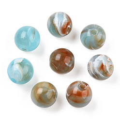 Terre De Sienne Perles acryliques, style de pierres fines imitation, ronde, Sienna, 8x7.5mm, trou: 1.6 mm, environ 1850 pcs / 500 g