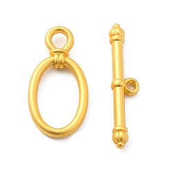 Matte Gold Color Alloy Toggle Clasps, Lead Free & Cadmium Free, Oval, Matte Gold Color, Oval: 20x10.4x3mm, Hole: 11x7mm, Bar: 23x5x3mm, Hole: 1.2mm