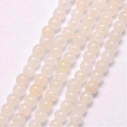 White Jade Natural White Jade Bead Strands, Round, 3~3.5mm, Hole: 0.7mm, about 115~125pcs/strand, 16 inch