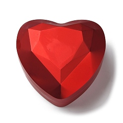 Rouge Boîtes de rangement pour anneaux en plastique en forme de coeur, coffret cadeau pour bague à bijoux avec intérieur en velours et lumière LED, rouge, 7.15x6.4x4.35 cm