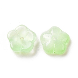 Lawn Green Transparent Spray Painted Glass Beads, Sakura Flower, Lawn Green, 9.5x10x3mm, Hole: 1.2mm