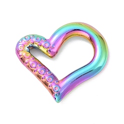 Rainbow Color Placage ionique (ip) couleur arc-en-ciel 304 anneaux de liaison en acier inoxydable, coeur asymétrique, 17.5x21x2.5mm, diamètre intérieur: 5.5x14 mm