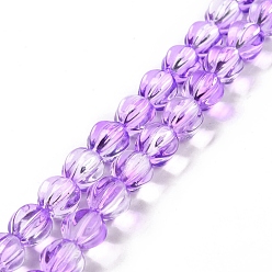 Pourpre Moyen Chapelets de perles en verre transparentes  , lanterne, support violet, 10.5x9.5x10.5mm, Trou: 1mm, Environ 38 pcs/chapelet, 15.24 pouce (38.7 cm)