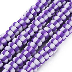Blue Violet Handmade Polymer Clay Beads Strands, for DIY Jewelry Crafts Supplies, Flat Round, Blue Violet, 6.8~8x3mm, Hole: 1.4mm, about 110~116pcs/strand, 15.75 inch(40cm)