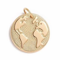 Golden Ion Plating(IP) 304 Stainless Steel Pendants, with Jump Ring, Earth, Golden, 21x2mm, Hole: 5mm