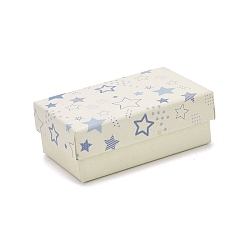 Beige Boîte à bijoux en carton, avec tapis éponge noir, pour le paquet cadeau de bijoux, rectangle avec motif d'étoile, beige, 8.1x5.1x3.1 cm