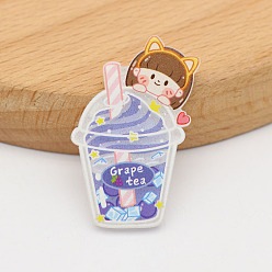 Drink Printed Acrylic Cabochons, Drink Pattern, 45mm