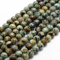 Turquoise Africaine Brins de perles turquoises africaines naturelles (jaspe), facette, ronde, 6mm, Trou: 1mm, Environ 61 pcs/chapelet, 14.9 pouces ~ 15.1 pouces