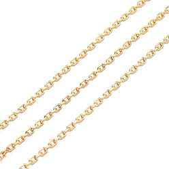 Настоящее золото 21K Вакуумная обшивка 304 кабельных цепей из нержавеющей стали, с катушкой, пайки, реальный 18 k позолоченный, 2.5x1.8x0.5 мм, 10.93 ярдов (10 м) / рулон
