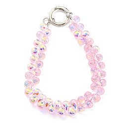 Pearl Pink Glass Beaded Mobile Straps, Multifunctional Chain, with Iron Spring Gate Ring, Pearl Pink, 302~306x14.5mm
