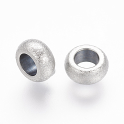 Stainless Steel Color 304 Stainless Steel Textured Beads, Rondelle, Stainless Steel Color, 6.5x3mm, Hole: 3mm, about: 100pcs/bag