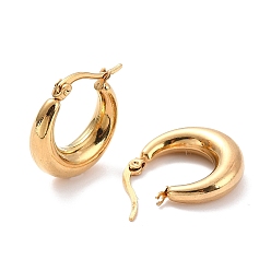 Золотой Вакуумное покрытие 304 массивные серьги-кольца из нержавеющей стали для женщин, золотые, 21x20x6 мм, штифты : 0.6 мм