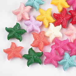 Couleur Mélangete Perles de corail synthétiques, teint, étoile de mer / étoiles de mer, couleur mixte, 14x16x6mm, Trou: 1mm