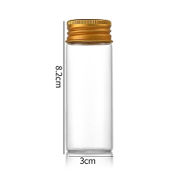 Oro Botellas de vidrio transparente contenedores de cuentas, tubos de almacenamiento de cuentas con tapa de rosca y tapa de aluminio, columna, dorado, 3x8 cm, capacidad: 40 ml (1.35 fl. oz)