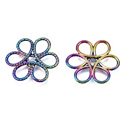 Rainbow Color Eco-Friendly Alloy Filigree Joiners, Cadmium Free & Nickel Free & Lead Free, Flower, Rainbow Color, 25x23x2.5mm