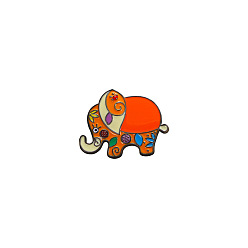 Naranja Rojo Insignias de elefante, broche de dibujos animados, pins aleación del esmalte, rojo naranja, 26x21 mm