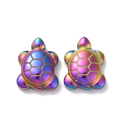 Multi-color Plated Vacuum Plating Rainbow Color Non-magnetic Synthetic Hematite Pendants, Tortoise, Multi-color Plated, 17x13x5.5mm, Hole: 0.7mm