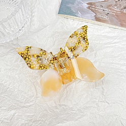 Gold Butterfly Cellulose Acetate Large Claw Hair Clips, for Women Girl Thick Hair, Gold, 75x100mm