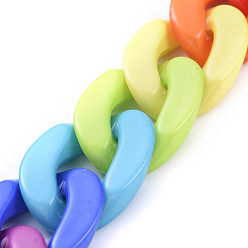 Colorful Handmade Opaque Acrylic Curb Chains, Twisted Chain, Colorful, Link: 30x21x6mm, about 39.37 inch(1m)/strand