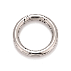 Stainless Steel Color 304 Stainless Steel Spring Gate Rings, for Keychain, Stainless Steel Color, 6 Gauge, 28x4mm