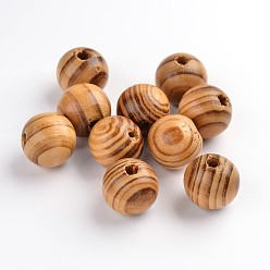 BurlyWood Cuentas redondas de madera natural, teñido, sin plomo, burlywood, 14x13 mm, Agujero: 4 mm, sobre 650 unidades / 500 g