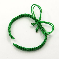 Green Braided Nylon Cord for DIY Bracelet Making, Green, 145~155x5x2mm, Hole: 2~4mm