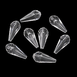 Clear Transparent Acrylic Beads, Faceted, Teardrop, Clear, 21x11mm, Hole: 2mm, about 395pcs/500g