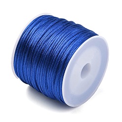Bleu Cordon de satin queue de rat en nylon m, chaîne de perles, pour le nouage chinois, fabrication de bijoux, bleu, 30mm, environ 1 yards (32.81m)/rouleau