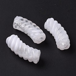 White Two Tone Opaque Acrylic Beads, Curved Tube, White, 35x14x11.5mm, Hole: 3.2mm, about 152pcs/500g
