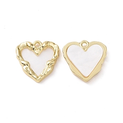 White Opaque Resin Pendants, with Light Gold Plated Alloy Findings, Heart Charm, White, 18x18x3mm, Hole: 1.8mm