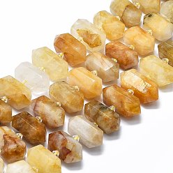 Yellow Hematoid Quartz Quartz hématoïde jaune naturel/fils de perles de quartz guérisseur doré, facette, pointu/puce à double terminaison, 20~31x12~14x10~13mm, Trou: 1.8mm, Environ 23~24 pcs/chapelet, 15.55 pouce (39.5 cm)