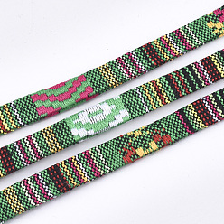 Coloré Cordons de coton, cordon ethnique, plat, colorées, 9.5~10x1.5~2.5mm, environ 5.46 yards (5m)/rouleau
