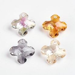 Mixed Color Faceted K9 Glass Charms, Imitation Austrian Crystal, Cross, Mixed Color, 13.5x13.5x6.5mm, Hole: 1.5mm