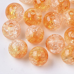 Sandy Brown Transparent Crackle Acrylic Beads, Round, Sandy Brown, 10mm, Hole: 2mm, about 943pc/500g